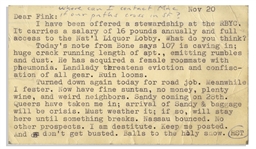 Hunter S. Thompson Postcard From Big Sur, With Handwritten Note -- ...I fester...Queers have taken me in...